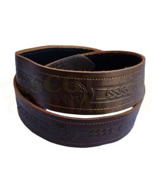 Home brown celtic embossed leather kilt belt